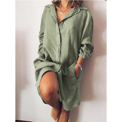 Marlene Blouse | Dames blouse met lange rechte snit van ademend linnen voor veelzijdige zomerstijl