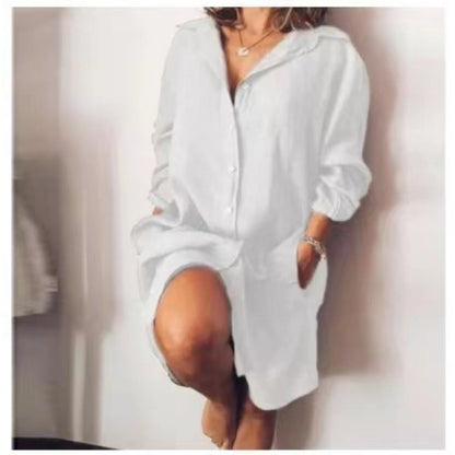 Marlene Blouse | Dames blouse met lange rechte snit van ademend linnen voor veelzijdige zomerstijl