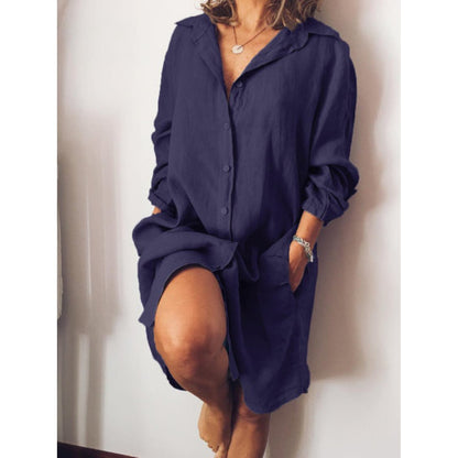 Marlene Blouse | Dames blouse met lange rechte snit van ademend linnen voor veelzijdige zomerstijl