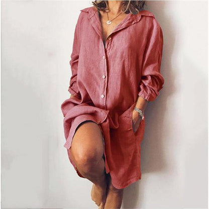 Marlene Blouse | Dames blouse met lange rechte snit van ademend linnen voor veelzijdige zomerstijl