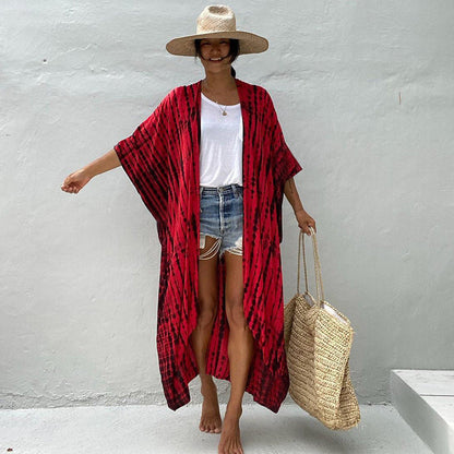 Zoe | Dames Kimono Jurk met Ontspannen Pasvorm en Tailleband – Midi Lengte en Ademend Materiaal