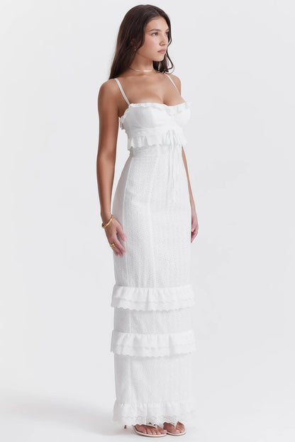 Talitha | Lange Damesjurk zonder Mouwen – Geborduurde Details & Tijdloze Elegantie