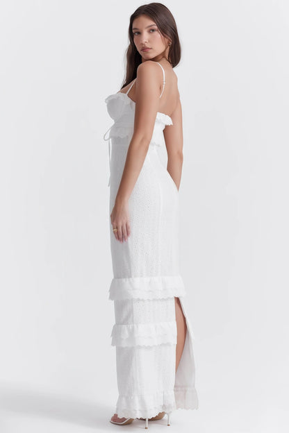 Talitha | Lange Damesjurk zonder Mouwen – Geborduurde Details & Tijdloze Elegantie
