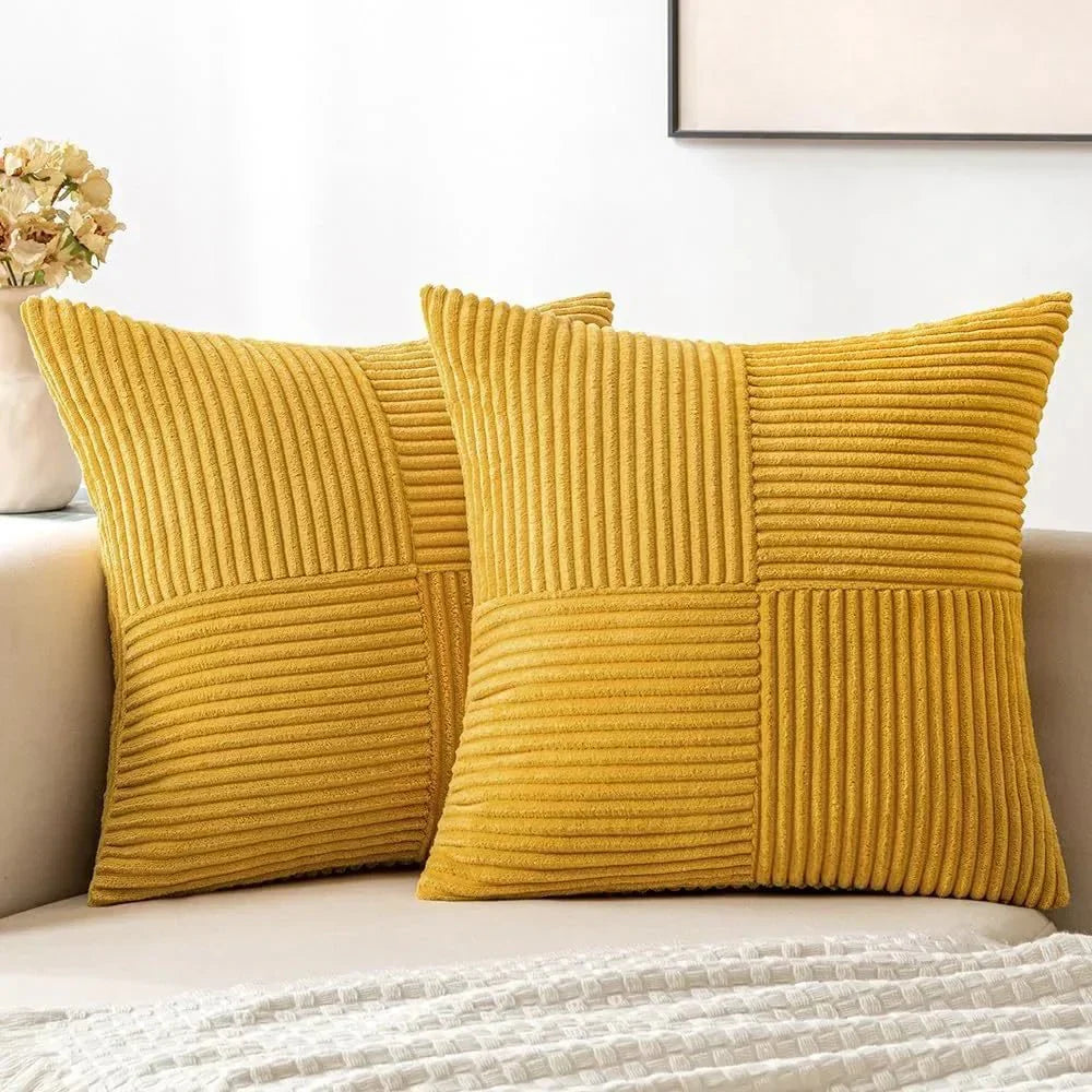 Corduroy Kussenhoezen Set | 2x Kussenhoes 45x45 cm met Zachte Ribstructuur