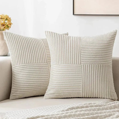 Corduroy Kussenhoezen Set | 2x Kussenhoes 45x45 cm met Zachte Ribstructuur