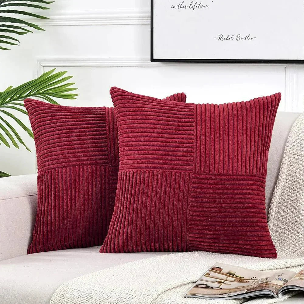 Corduroy Kussenhoezen Set | 2x Kussenhoes 45x45 cm met Zachte Ribstructuur
