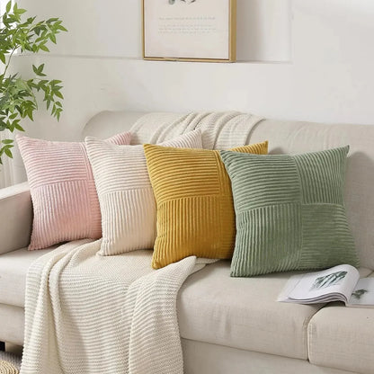 Corduroy Kussenhoezen Set | 2x Kussenhoes 45x45 cm met Zachte Ribstructuur