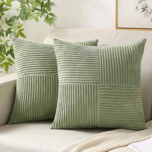 Corduroy Kussenhoezen Set | 2x Kussenhoes 45x45 cm met Zachte Ribstructuur