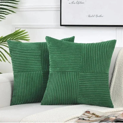 Corduroy Kussenhoezen Set | 2x Kussenhoes 45x45 cm met Zachte Ribstructuur