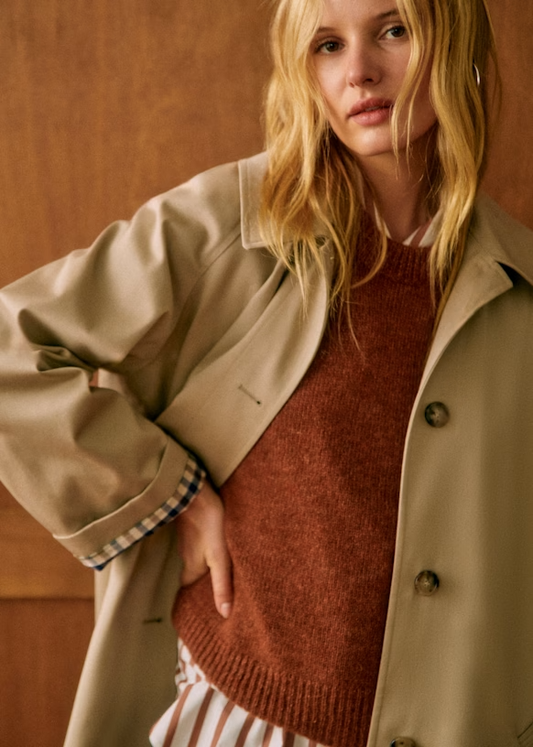 Rose Trenchcoat Dames | Tijdloze Voorjaarsjas met Subtiele Ruitjesvoering