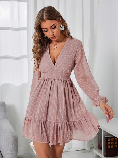 Vienna | Dames Fit & Flare Jurk met Polkadot en Chiffon – Vrouwelijke Elegantiekleding
