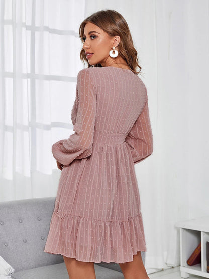 Vienna | Dames Fit & Flare Jurk met Polkadot en Chiffon – Vrouwelijke Elegantiekleding