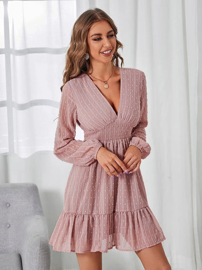 Vienna | Dames Fit & Flare Jurk met Polkadot en Chiffon – Vrouwelijke Elegantiekleding