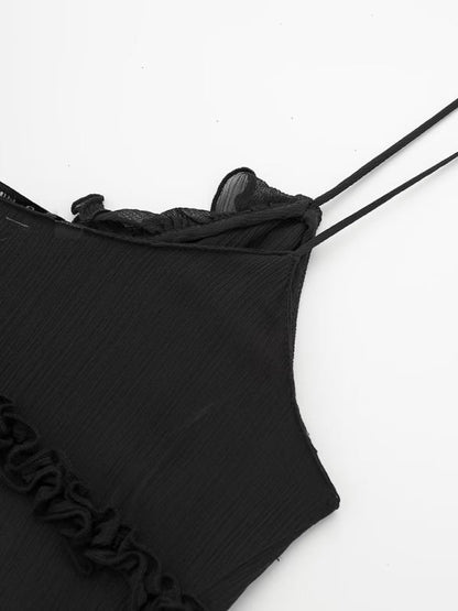 Viveka | Dames Camisole Top met Transparante Laag – Romantisch Layered Design