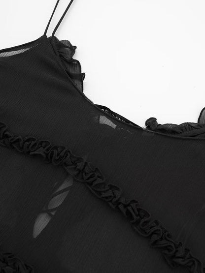 Viveka | Dames Camisole Top met Transparante Laag – Romantisch Layered Design