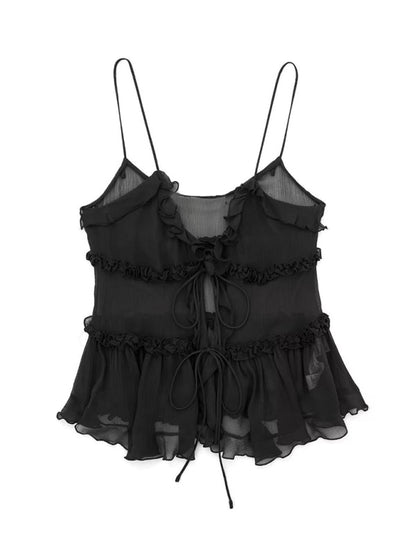 Viveka | Dames Camisole Top met Transparante Laag – Romantisch Layered Design