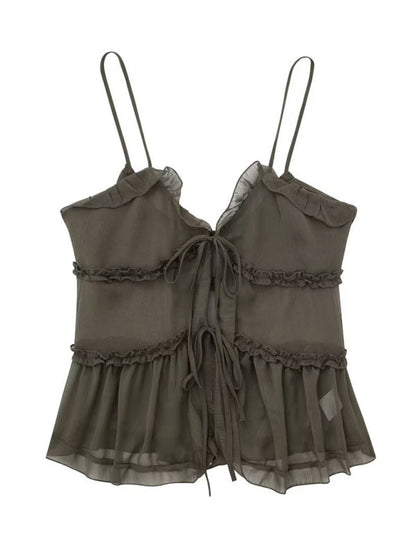 Viveka | Dames Camisole Top met Transparante Laag – Romantisch Layered Design