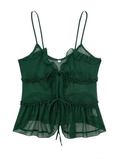 Viveka | Dames Camisole Top met Transparante Laag – Romantisch Layered Design