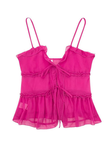 Viveka | Dames Camisole Top met Transparante Laag – Romantisch Layered Design
