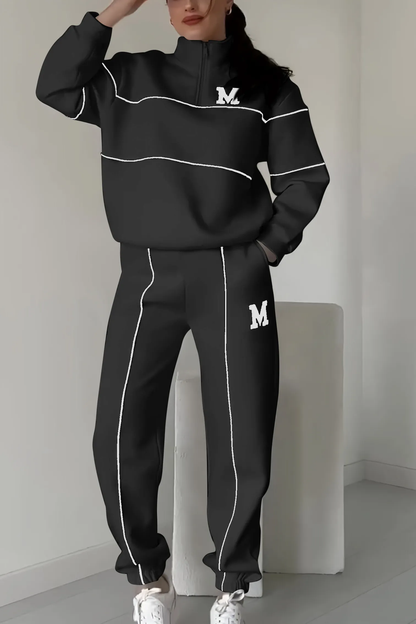 Tracksuit | Dames trainingspak met contrasterende lijnen en relaxed fit