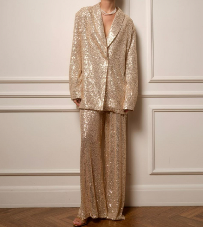 Coraline | Blazer Set Dames – Feestelijke Pailletten en Comfortabele Losvallende Pasvorm