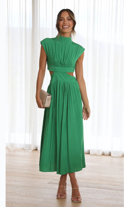 Ada | Maxi Jurk Dames – Elegante Cut-Out Taille en Vloeiend Silhouet
