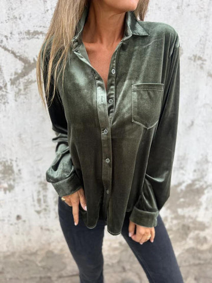 Estelle Blouse | Dames blouse met fluweel en luxe uitstraling