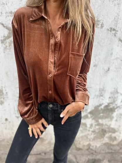 Estelle Blouse | Dames blouse met fluweel en luxe uitstraling