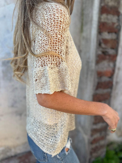 Zarah | Gebreide Top voor Dames – Elegante V-hals met Knoopdetail in Lichtgewicht Design