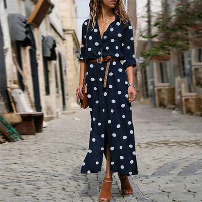 Mayla | Dames Jurk met Stippen – Elegante & Comfortabele Midi Jurk voor Elke Dag