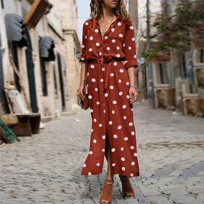 Mayla | Dames Jurk met Stippen – Elegante & Comfortabele Midi Jurk voor Elke Dag