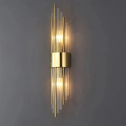 Moderne Wandlamp – Zwart en Goud, Kristallen Accenten voor Sfeervolle Verlichting in Woonkamer of Slaapkamer