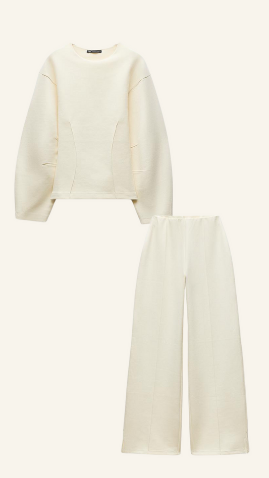 Nour Set | Dames Tweedelige Set met Oversized Top en Wijde High-Waist Broek