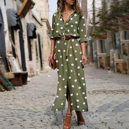 Mayla | Dames Jurk met Stippen – Elegante & Comfortabele Midi Jurk voor Elke Dag
