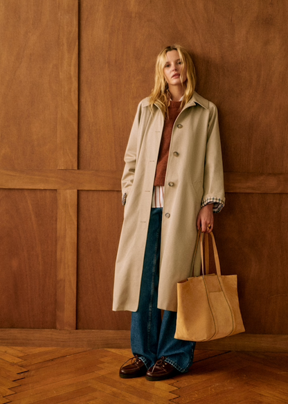 Rose Trenchcoat Dames | Tijdloze Voorjaarsjas met Subtiele Ruitjesvoering