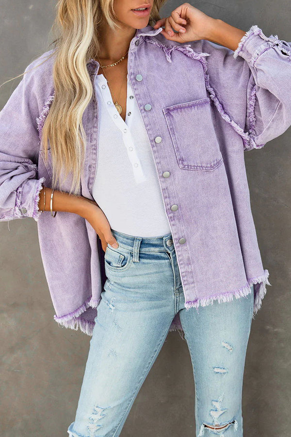 Suzanne | Dames Spijkerjas Oversized met Franjes – Trendy Casual Look voor Elk Seizoen