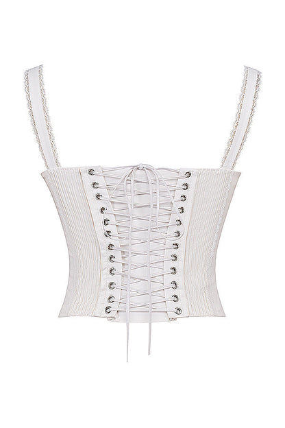 Moira | Dames Korset Top – Satijnlook, Kanten Details, Verstelbare Bandjes, Getailleerd Model