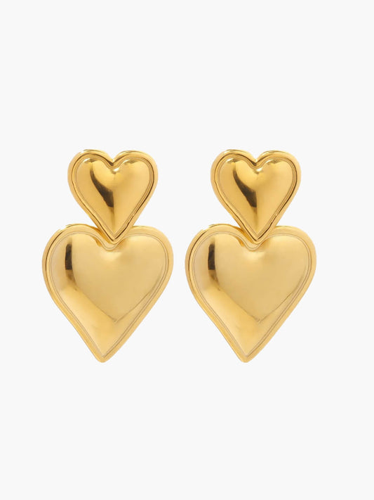 Hartjes oorbellen | Dames oorbellen met dubbele hartjes in goud en zilver