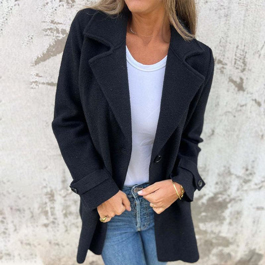Thera | Dames Reversjas – Getailleerde Enkelrijige Jas met Klassieke Kraag voor Herfst/Winter
