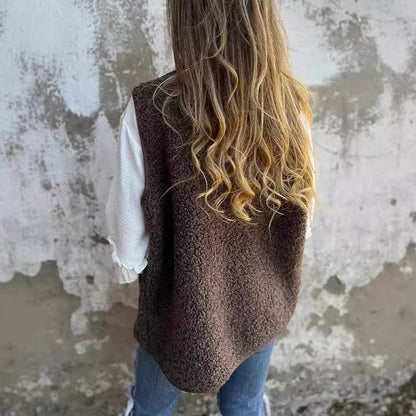 Mouwloos Vest Dames | Button-Down Warm Vest met Zakken en Zachte Stof