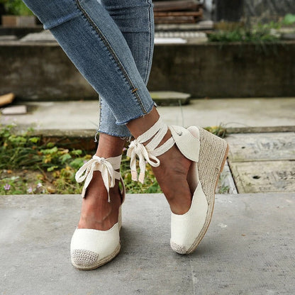 Yvonne | Dames Wedges Sandalen – Comfortabele Wedge Sandalen met Strikdetail en Ondersteuning