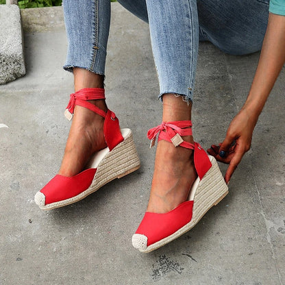 Yvonne | Dames Wedges Sandalen – Comfortabele Wedge Sandalen met Strikdetail en Ondersteuning