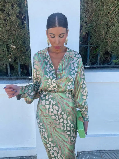 Afra | Zomerset Dames – Luxe Tweedelige Set met Kleurrijk Patroon en Luchtige Pasvorm